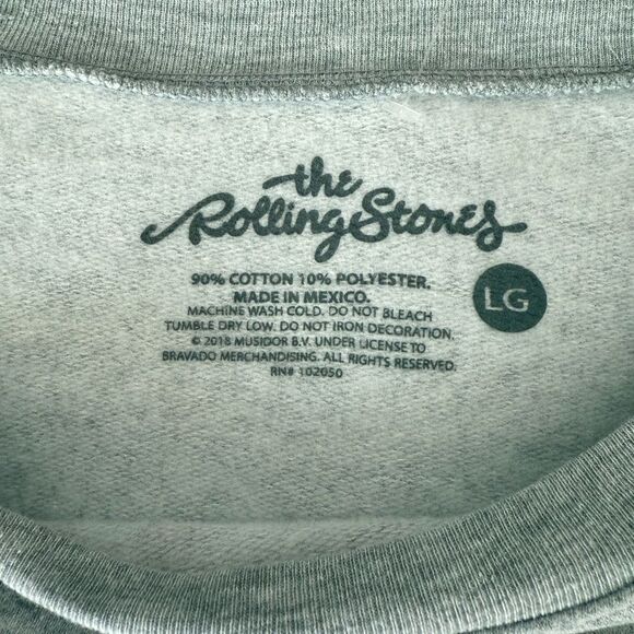 Rolling Stones Gray and Red Cropped Crew Neck Sweater - Picture 2 of 2